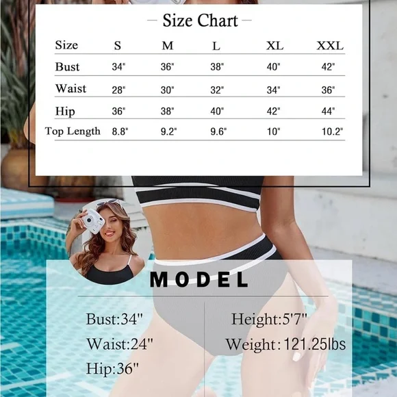 Black and White Sporty Bikini Set - Picture 4 of 8